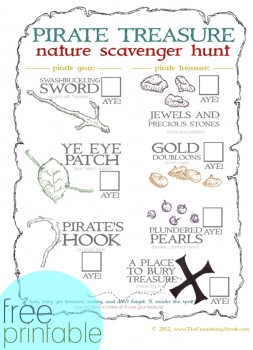 Free Pirate Treasure Nature Scavenger Hunt Printable