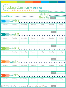 Free Community Service Tracking Printable