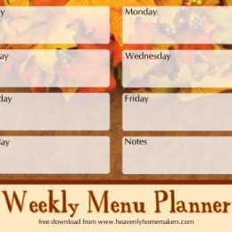 Free Downloadable Fall Menu Planners