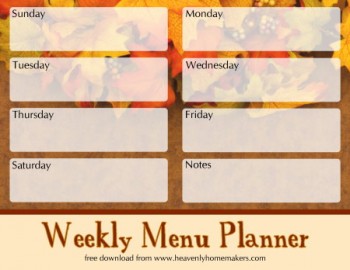 Free Downloadable Fall Menu Planners