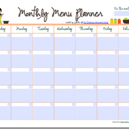 Free Editable Monthly Menu Planner