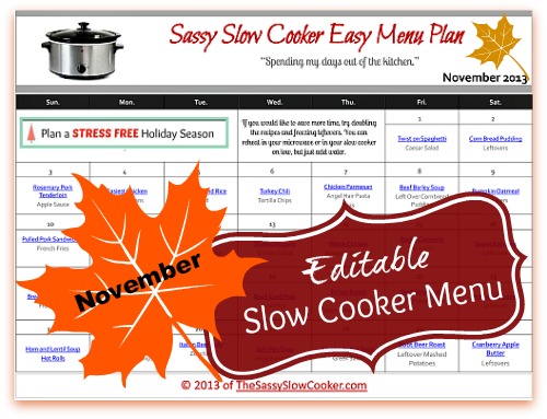 slow cooker menu