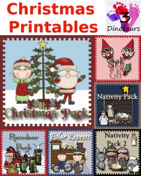 Christmas: Round up of Christmas Printables from 3 Dinosaurs