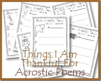 Free Thankful Acrostic Poem Printables