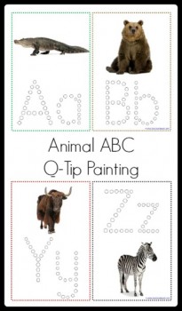 Free Animal ABC Q-Tip Printables