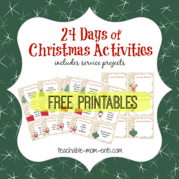 Christmas: Free 24 Days of Christmas Activities Printables (including service projects)