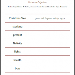 Free Christmas Adjectives Worksheet