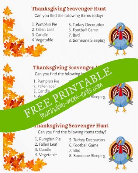 Thanksgiving: Free Printable Scavenger Hunt