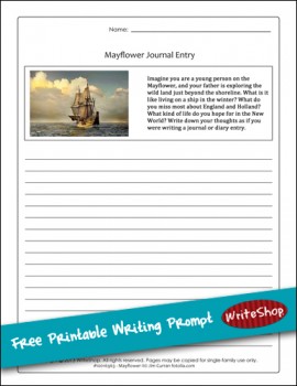 Free Printable Mayflower Writing Prompt