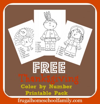 Free Worksheets: Thanksgiving Color by Number Set