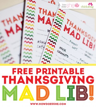 Free Thanksgiving Mad Lib Printable