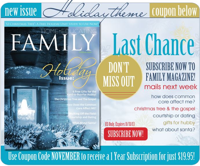 Coupon Code 1 Year Subscription To Home Educating Family Magazine