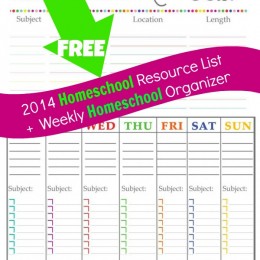 Free 2014 Homeschool Resource List + Free Weekly Homeschool Organizer