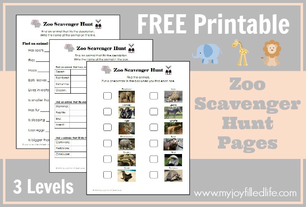 Zoo Scavenger Hunt Pages