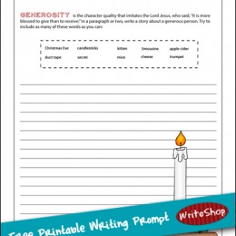 Free Printable Writing Prompt for December