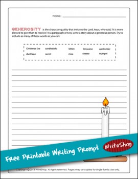 Free Printable Writing Prompt for December