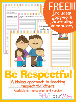 Be Respectful: Free Copywork, Journaling, and Vocabulary Set