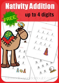 Nativity Addition Worksheets Packet