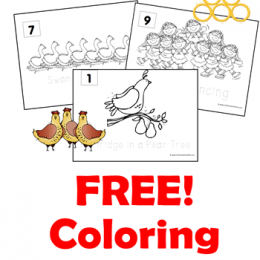 Free 12 Days of Christmas Coloring Sheets {instant download!}