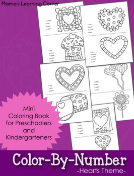 Color By Number Hearts-Themed Worksheets