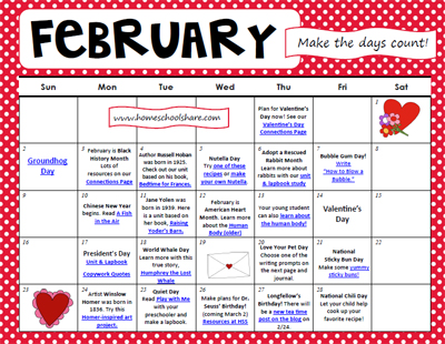 Febrauary Activity Calendar