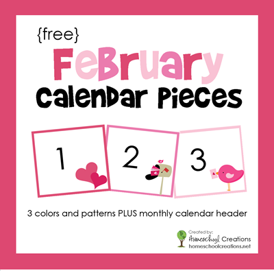 Free February Calendar Pieces