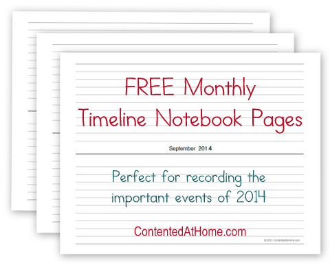 Free Monthly Timeline Notebook Pages