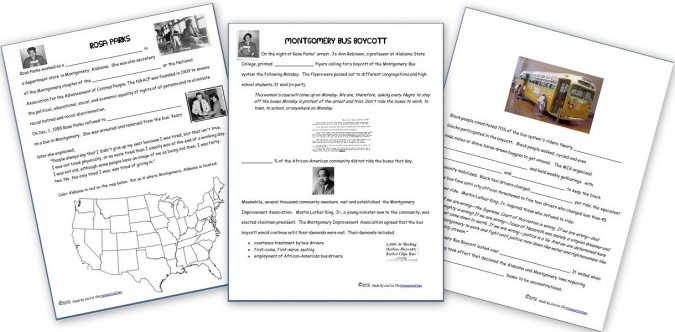 Rosa Parks and Montgomery Bus Boycott Printables