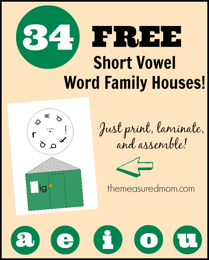 Short Vowel Word Family Houses