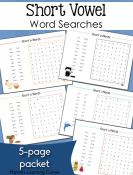 Short Vowel CVC Words - Word Search