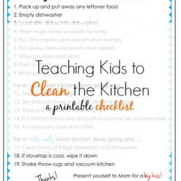 Teaching Kids to Clean the Kitchen Printable Checklist