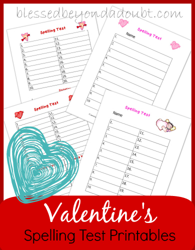 Valentines Spelling Test Printables