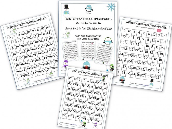 Winter Skip Counting Worksheets