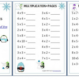 Winter Themed Multiplication Worksheets