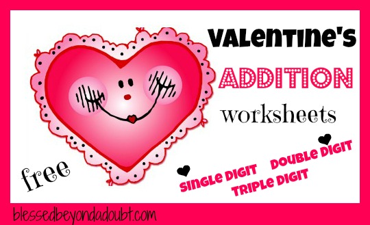 Valentine Addition Worksheets