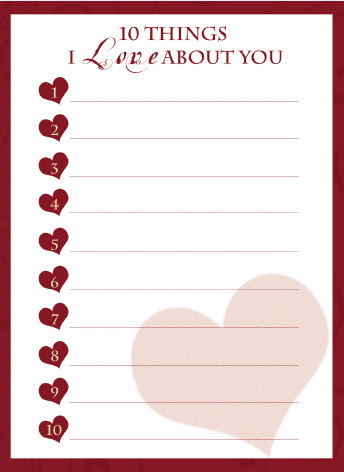 10 Things I Love About You Printable