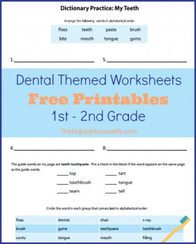 Dental Themed Worksheets