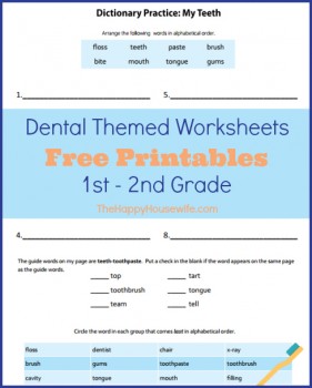 Dental Themed Worksheets