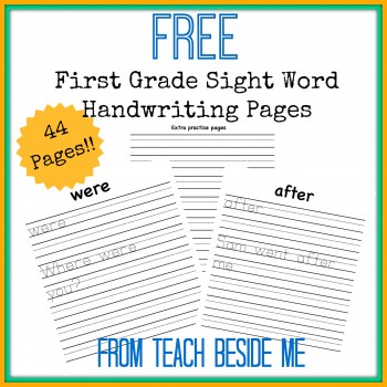 Free Sight Word Handwriting Pages