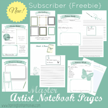 Master Artist Notebooking Pages