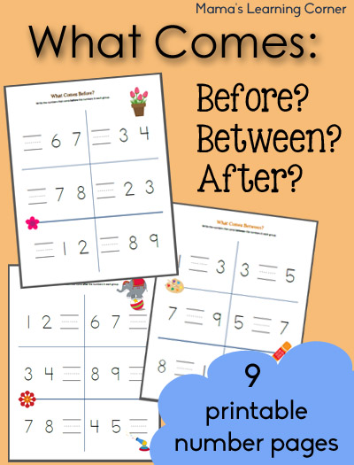 What Comes Before Between and After Worksheets