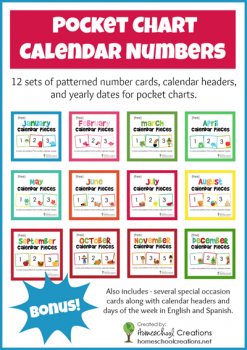 Yearly Pocket Chart Cards