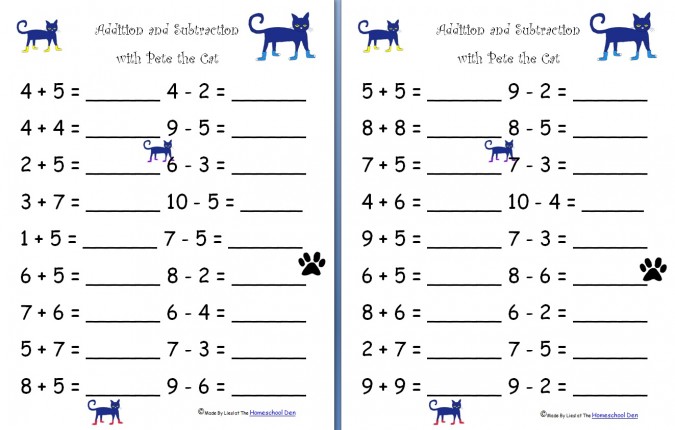 Addition and Subtraction Printables