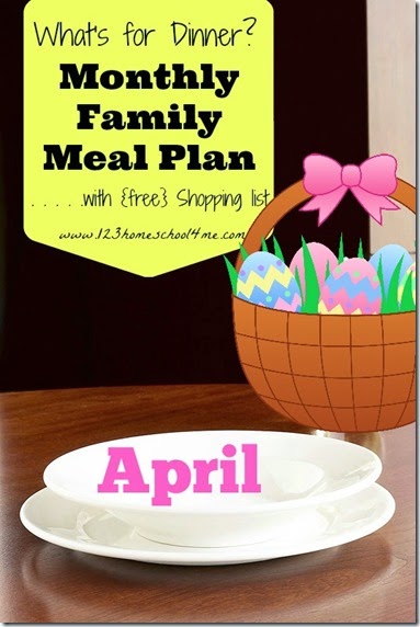 April Monthly Meal Plan