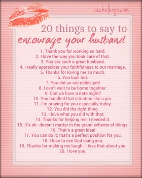 Encouraging things to say to your husband