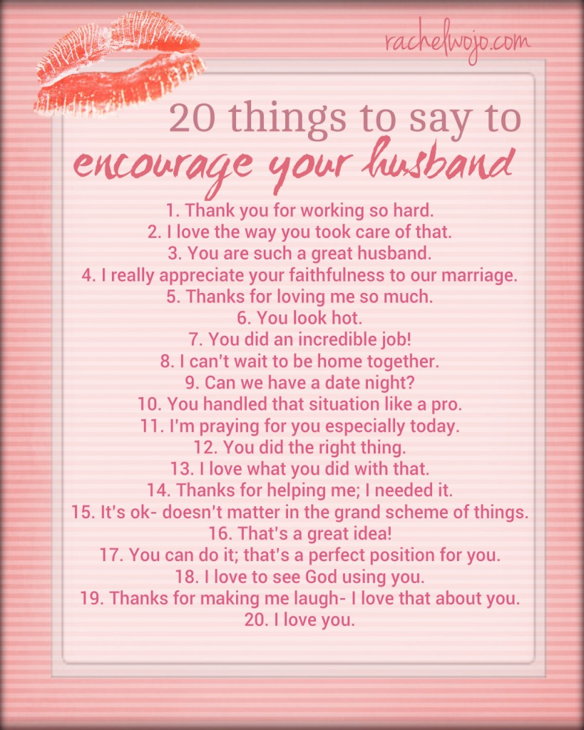 Encouraging things to say to your husband