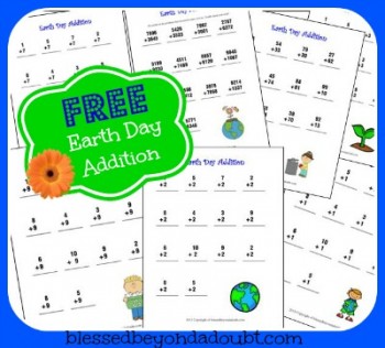 Free Earth Day Addition Worksheets