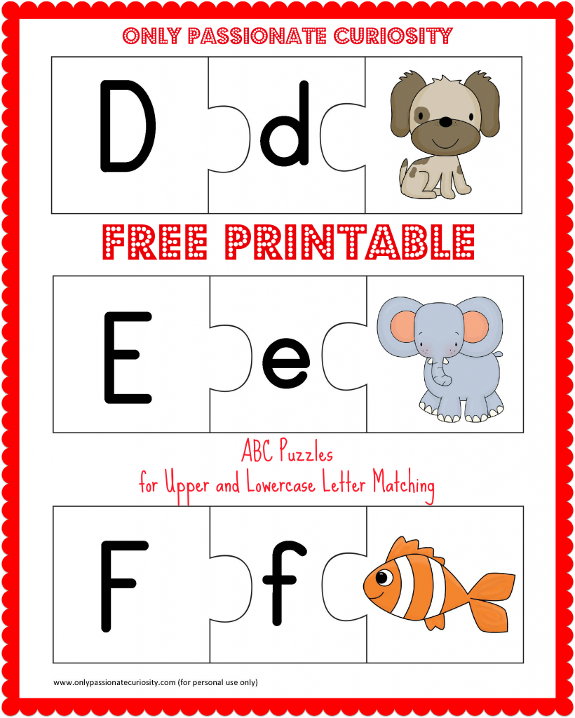 free printable abc puzzles upper and lowercase letter matching