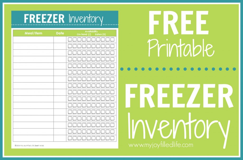 Freezer Inventory Free Printable