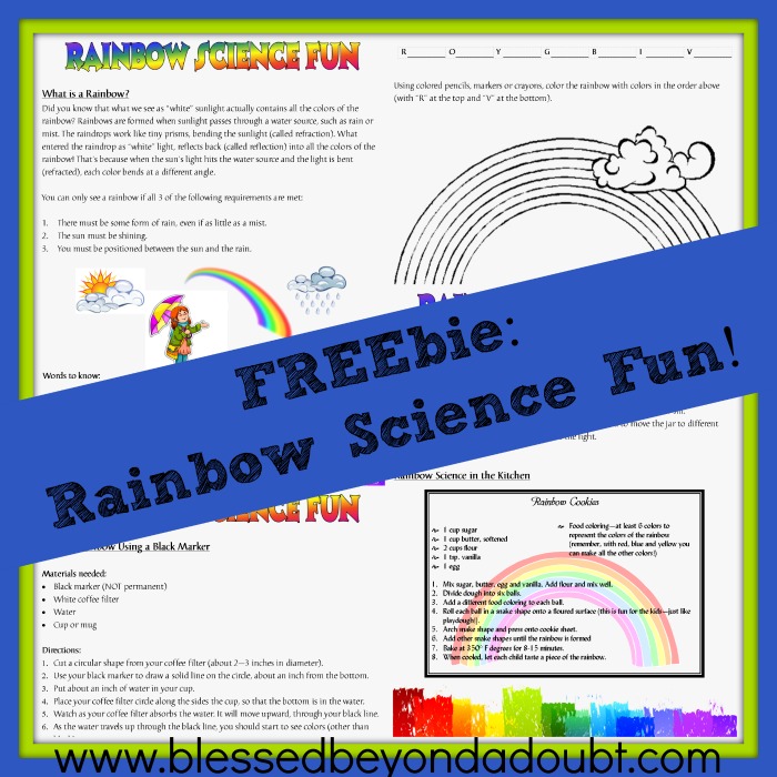 free rainbow science unit worksheets